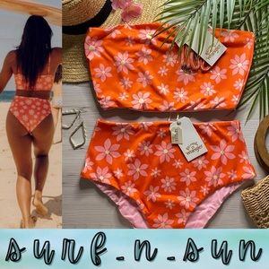Billabong x Wrangler • Reversible Floral Tube Bikini Top | Retro High Bottom